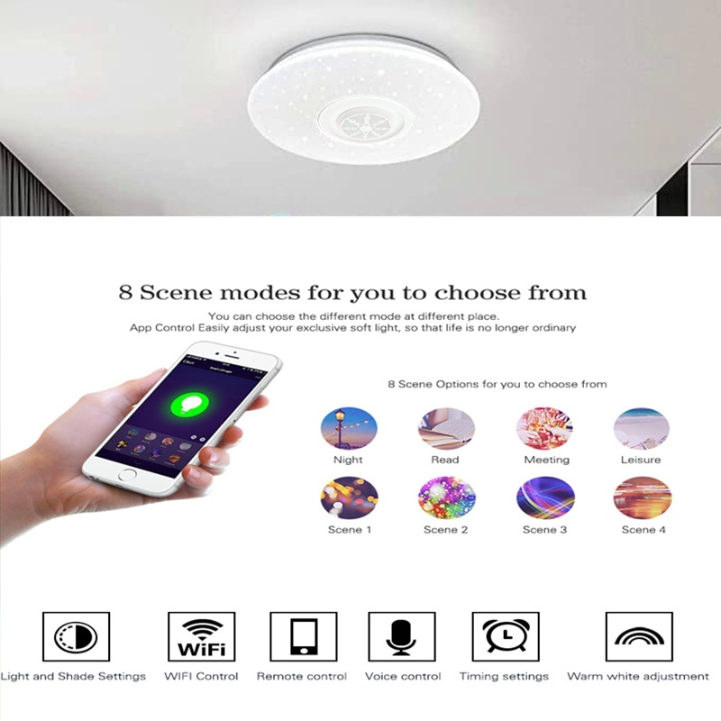 WiFi RGB Ceiling Light with Loudspeaker